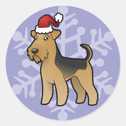 Christmas Airedale Terrier  Welsh Terrier Classic Round Sticker
