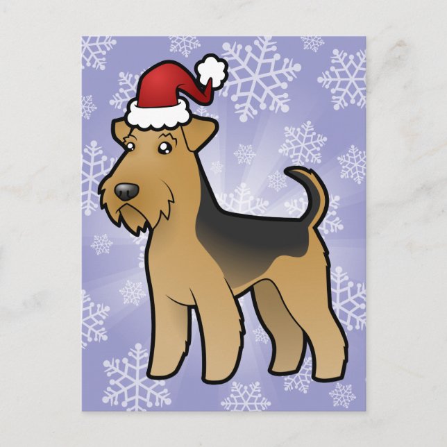Christmas Airedale Terrier / Welsh Terrier Holiday Postcard (Front)