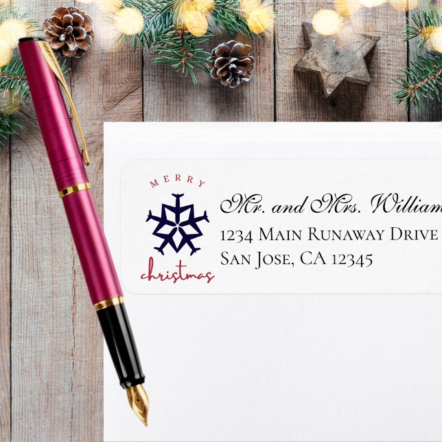 Christmas Airplane Snowflake Aviation Address Label (Creator Uploaded)
