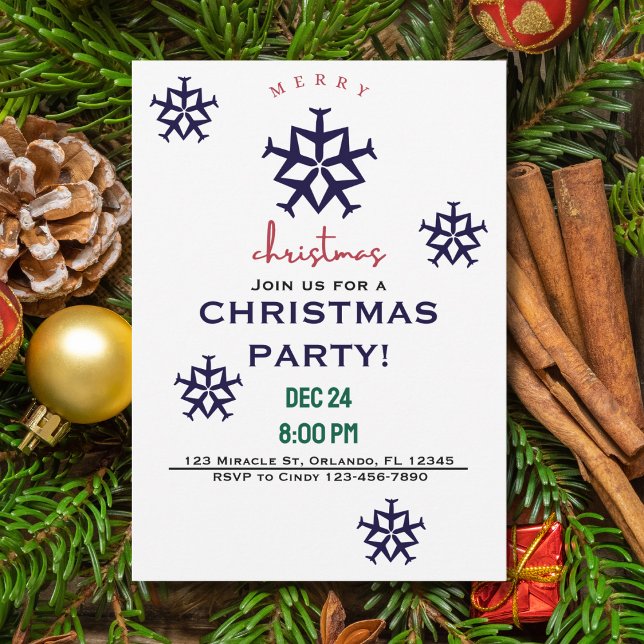 Christmas Airplane Snowflake Minimalist Aviation Invitation (Creator Uploaded)