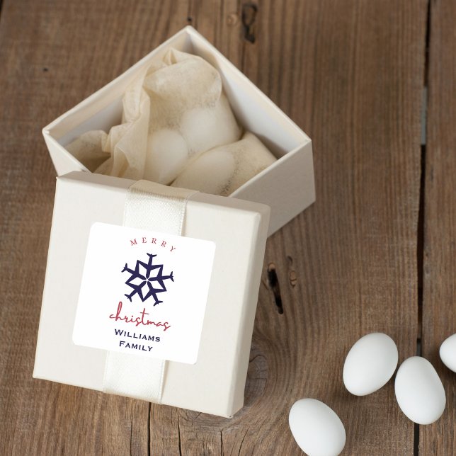 Christmas Airplane Snowflake Minimalist Aviation Square Sticker (Creator Uploaded)