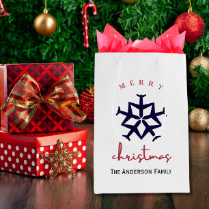 Christmas Airplane Snowflake Photo Funny Aviation Medium Gift Bag