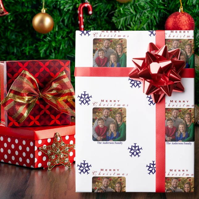 Christmas Airplane Snowflake Photo Funny Custom  Wrapping Paper (Creator Uploaded)