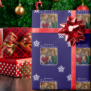 Christmas Airplane Snowflake Photo Funny Custom Wrapping Paper