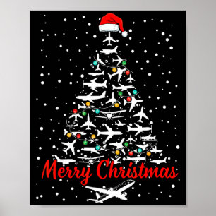 Christmas Airplanes Tree Lots Merry Christmas Men Poster