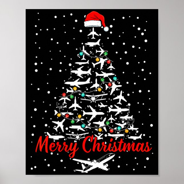 Christmas Airplanes Tree Lots Merry Christmas Men  Poster (Front)