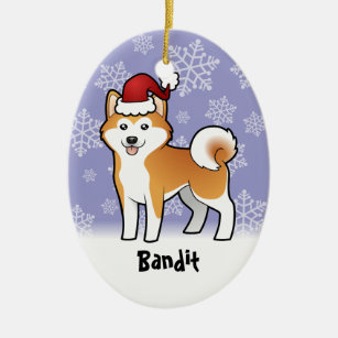 Christmas Akita Inu Shiba Inu Add Pets Name Ceramic Ornament