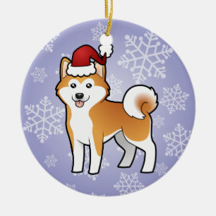 Christmas Akita Inu / Shiba Inu Ceramic Ornament
