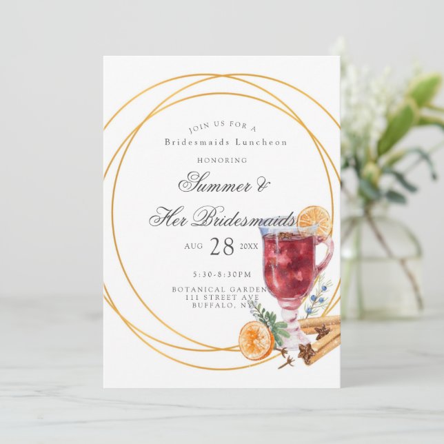 Christmas Alcohol Beverage Bridesmaids Luncheon  Invitation (Standing Front)