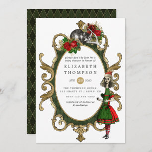 Christmas Alice In Wonderland Baby Shower Invitation