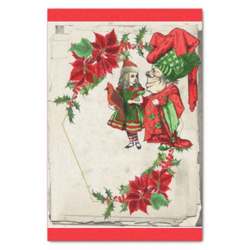 Christmas Alice in Wonderland Red Poinsettia Tissue Paper