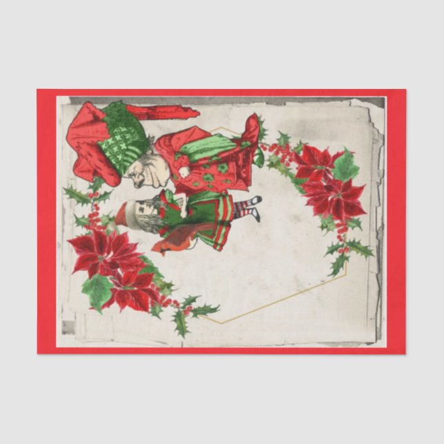 Christmas Alice in Wonderland Red Poinsettia Tissue Paper (Front)