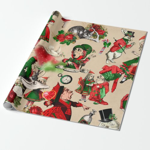 Christmas Alice In Wonderland Wrapping Paper