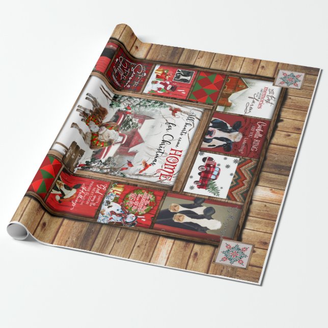 Christmas All Heart Come Home Funny Cow Xmas Wrapping Paper (Unrolled)