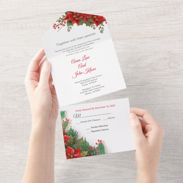 Christmas All in One Wedding Invite (Tearaway)