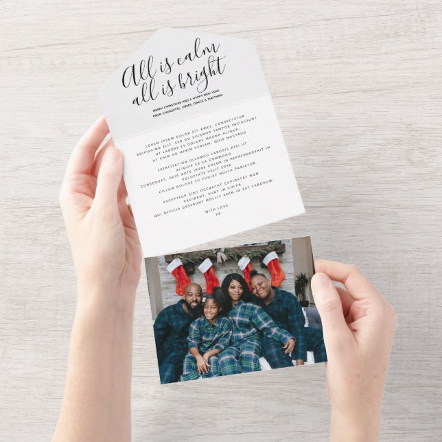 Christmas All Is Calm Personalized Holiday Card (Tearaway)