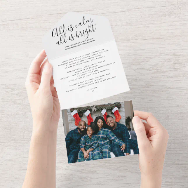 Christmas All Is Calm Personalized Holiday Card | Zazzle