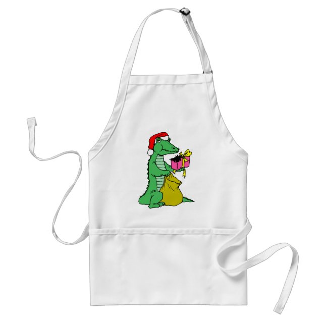 Christmas Alligator Adult Apron (Front)