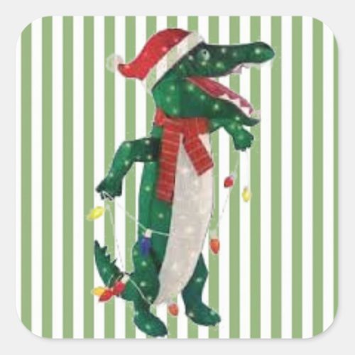 Christmas Alligator Christmas Square Sticker