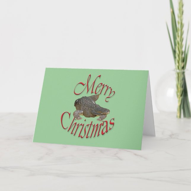Christmas Alligator Greeting Card (Front)