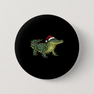 Christmas Alligator Holiday Reptile Funny Festive Button