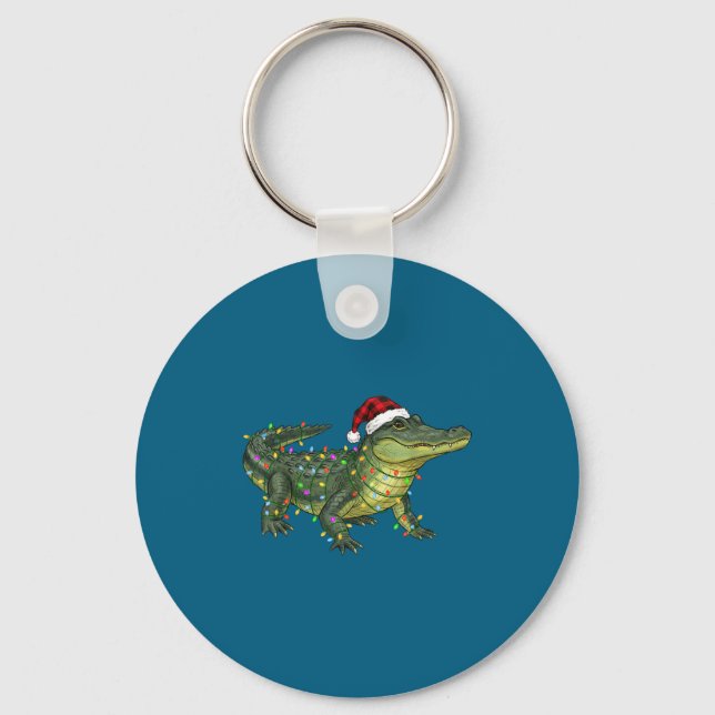 Christmas Alligator Holiday Reptile Funny Festive  Keychain (Front)