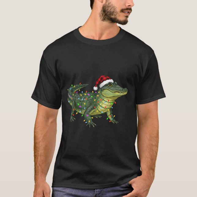Christmas Alligator Holiday Reptile Funny Festive  T-Shirt (Front)