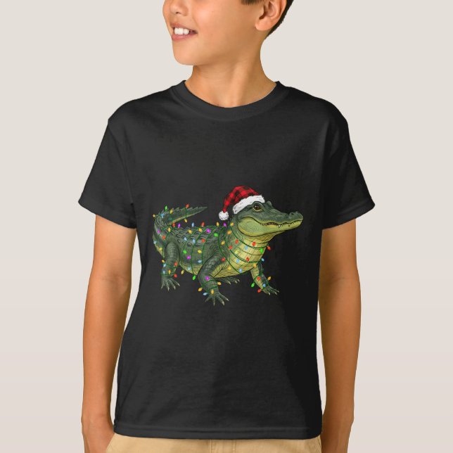 Christmas Alligator Holiday Reptile Funny Festive  T-Shirt (Front)