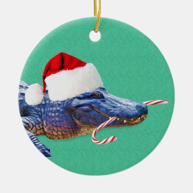 Christmas alligator lawn ornament