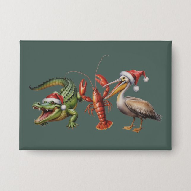 Christmas Alligator Pelican Crawfish Goose Animal Button (Front)