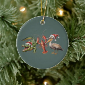 Christmas Alligator Pelican Crawfish Goose Animal Ceramic Ornament