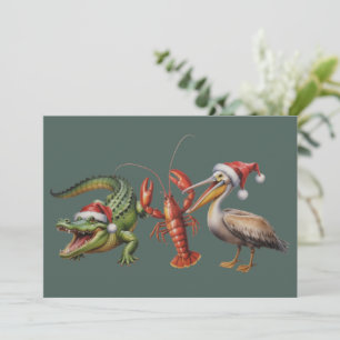 Christmas Alligator Pelican Crawfish Goose Animal Holiday Card