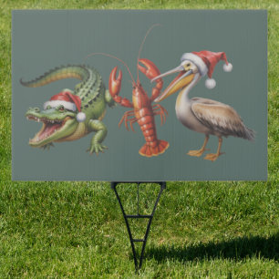 Christmas Alligator Pelican Crawfish Goose Animal Sign