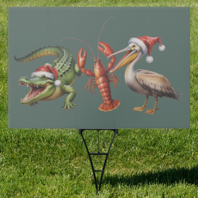 Christmas Alligator Pelican Crawfish Goose Animal Sign (Insitu)