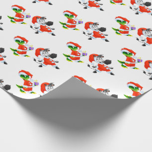 Christmas Alligators and Zebras in Santa Suits Wrapping Paper