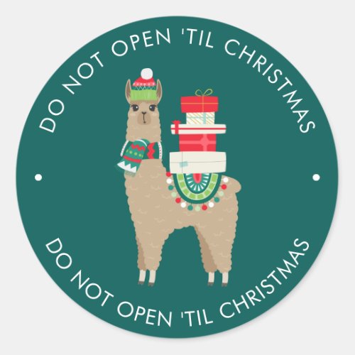 Christmas Alpaca _ Add Your Own Text Classic Round Sticker