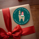 Christmas Alpaca - Add Your Own Text Classic Round Sticker<br><div class="desc">Sweet winter themed alpaca christmas design.</div>