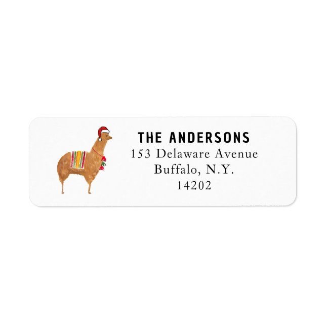 Christmas Alpaca Cute Animal Return Address Label (Front)