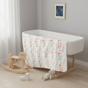 Christmas Alpaca Cute Holiday Llama Winter Nursery Baby Blanket