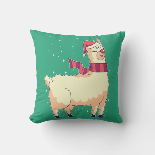 Christmas Alpaca Throw Pillow (Front)