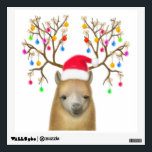 Christmas Alpaca Wall Decal<br><div class="desc">Original fine art painting of a friendly Alpaca decorated for Christmas by artist Carolyn McFann of Two Purring Cats Studio printed on a quality wall decal for all who love alpacas.</div>