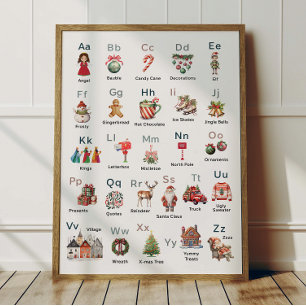 Christmas Alphabet ABC Poster Kids Room Decor