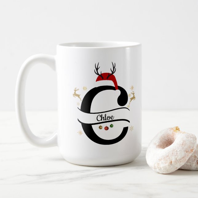Christmas Alphabet Collection – Letter C Design Coffee Mug (With Donut)