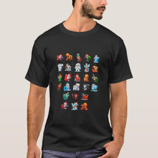 Christmas Alphabet Elf Reindeer Santa Penguin Pola T-Shirt