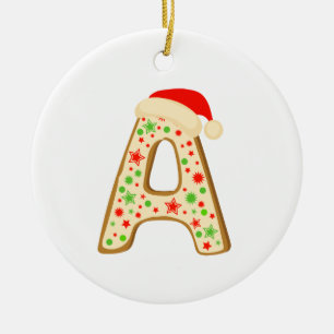 Christmas Alphabets letter A Ceramic Ornament