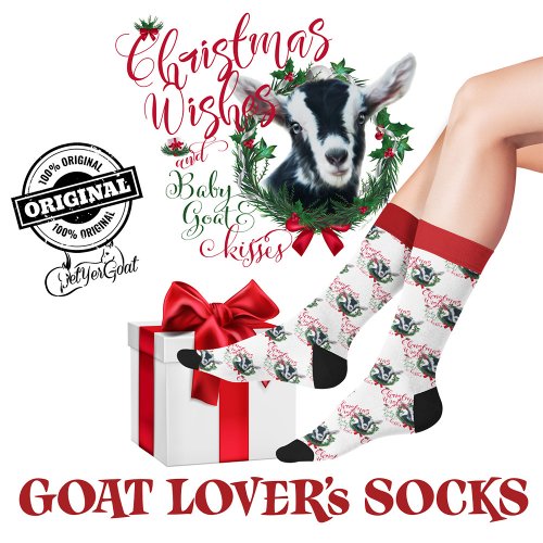 Christmas Alpine Baby Goat Wishes Socks
