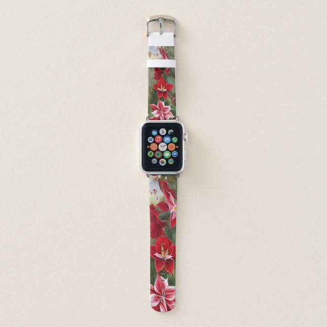 Christmas Amaryllis and Pine  Apple Watch Band (Front)