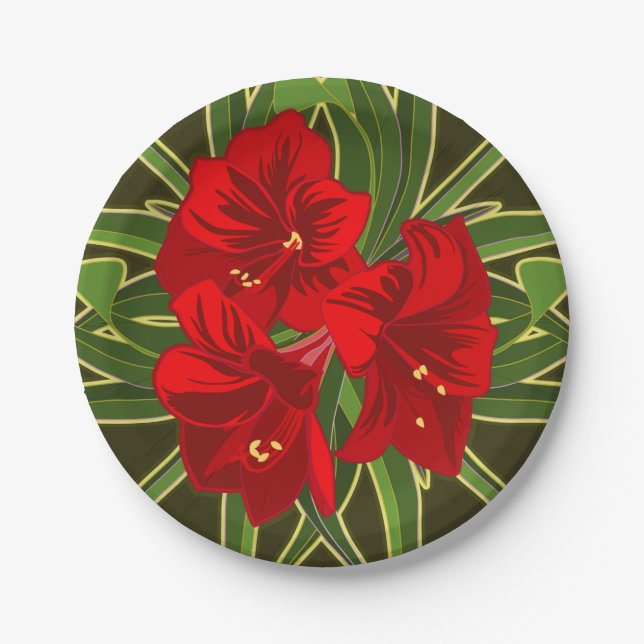 Christmas Amaryllis party plates (Front)