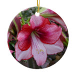 Christmas Amaryllis Red Holiday Floral Ceramic Ornament
