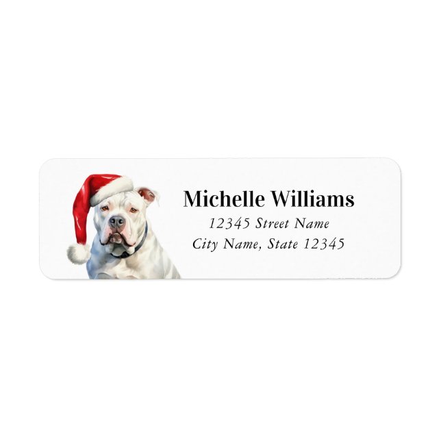 Christmas American Bulldog Return Address Labels (Front)